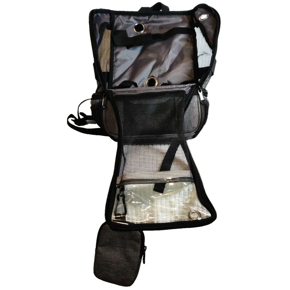 Pet Carrier Backpack Adjustable Shoulders Bag Breathable Mesh with Keychain bag